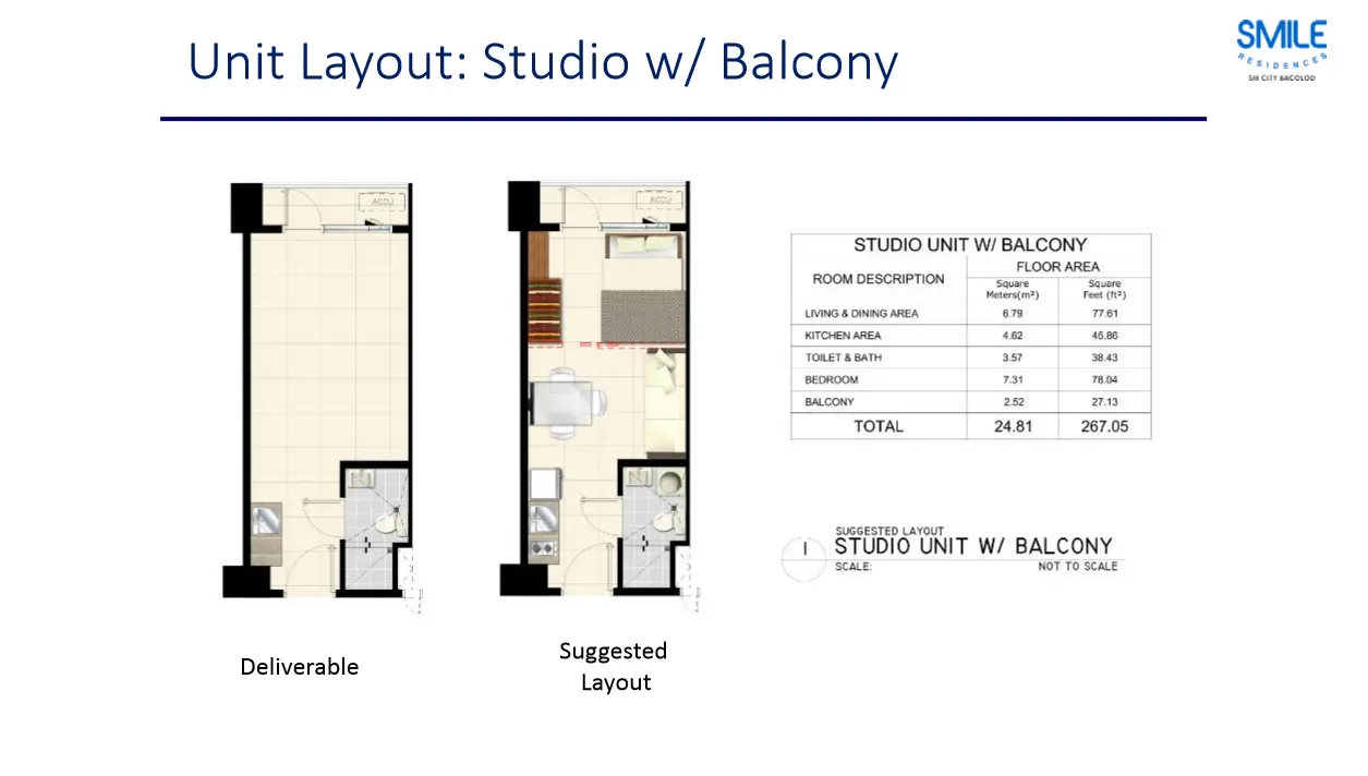 Studio End w/ Balcony in Smile Residences