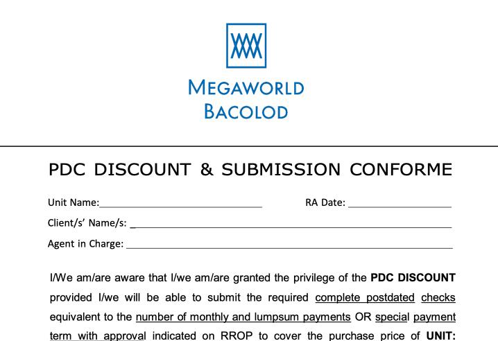 PDC Discount and Conforme