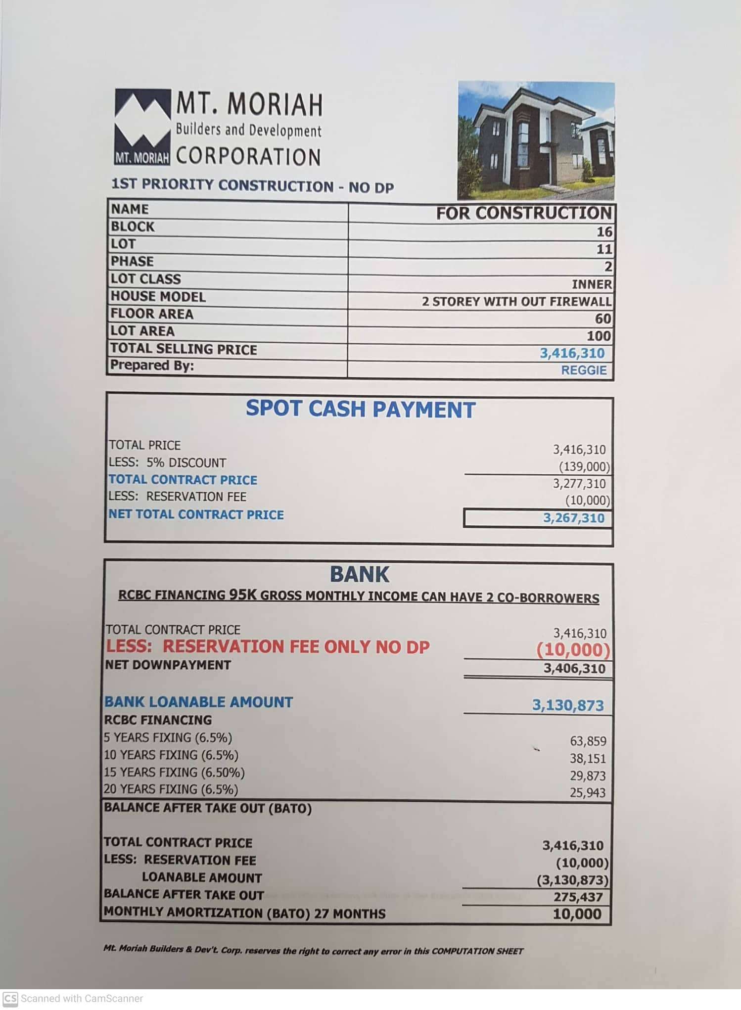 Villa Estefania Sample Pricing