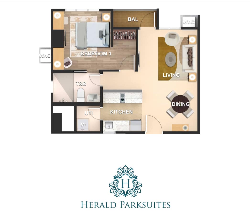 Executive One Bedroom Unit in Herald Parksuites