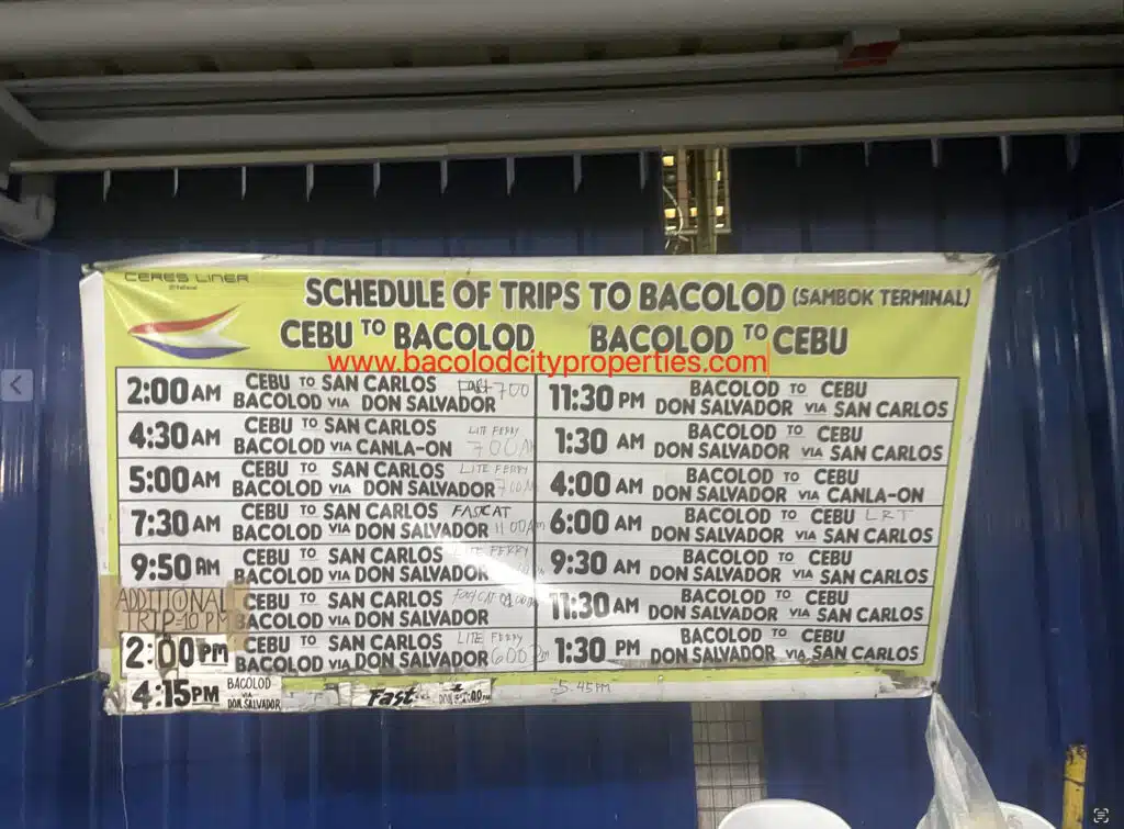 Cebu Bacolod Ceres Bus Schedules